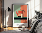 Modernist Teapot Bauhaus Poster – Retro Kitchen Wall Art in Bold Shapes - Just Great Posters