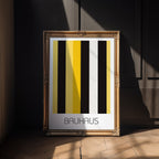 Industrial Stripe Bauhaus Poster – Minimalist Yellow & Black Geometric Art - Just Great Posters