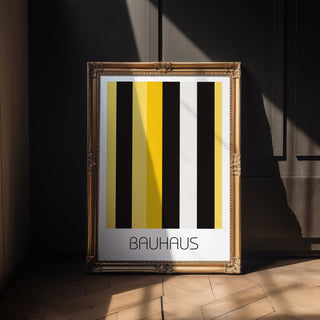Industrial Stripe Bauhaus Poster – Minimalist Yellow & Black Geometric Art - Just Great Posters
