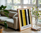 Industrial Stripe Bauhaus Poster – Minimalist Yellow & Black Geometric Art - Just Great Posters