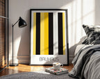 Industrial Stripe Bauhaus Poster – Minimalist Yellow & Black Geometric Art - Just Great Posters