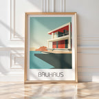 Modernist Retreat Bauhaus Poster – Minimal Seaside Architecture Wall Art - Just Great Posters