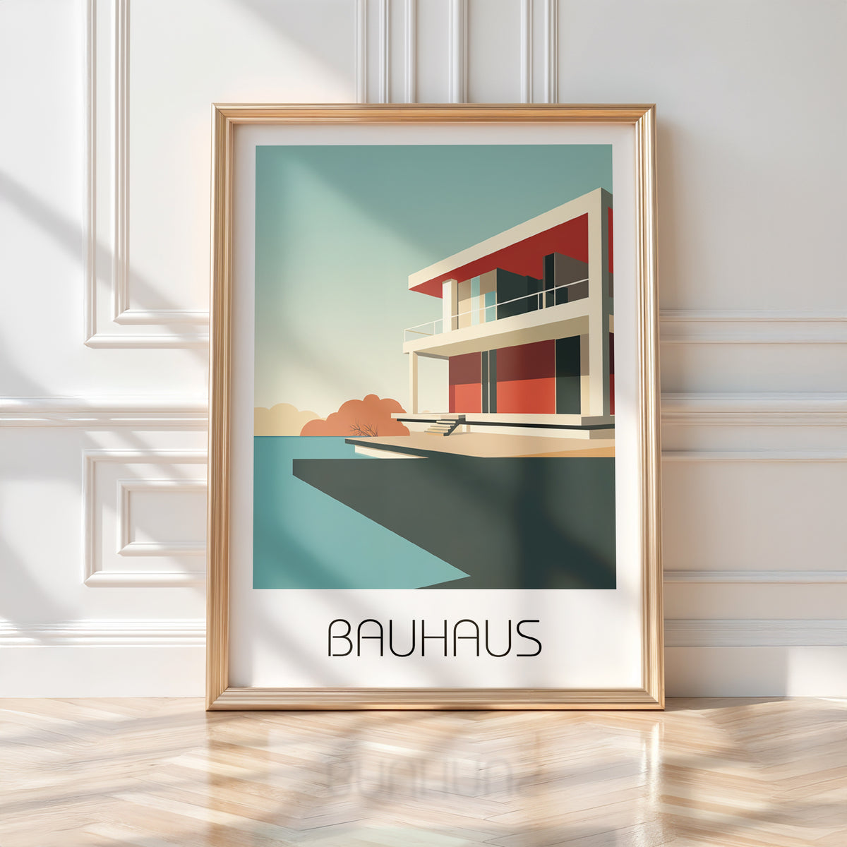 Modernist Retreat Bauhaus Poster – Minimal Seaside Architecture Wall Art - Just Great Posters