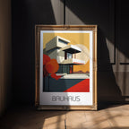 Autumn Geometry Bauhaus Poster – Bold Modernist House with Fall Palette - Just Great Posters