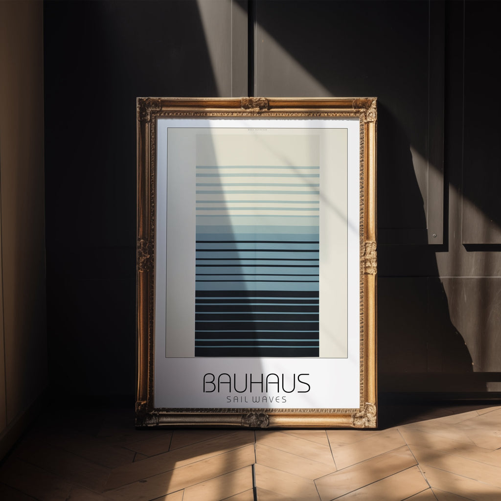 Sail Waves Bauhaus Poster – Minimalist Striped Ocean - Inspired Art - Just Great Posters