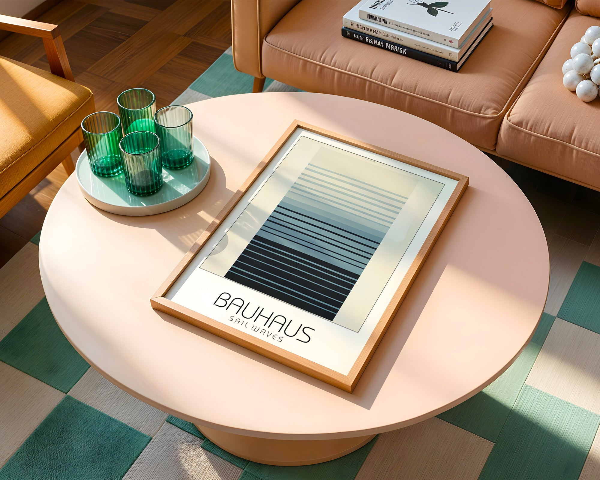 Sail Waves Bauhaus Poster – Minimalist Striped Ocean - Inspired Art - Just Great Posters