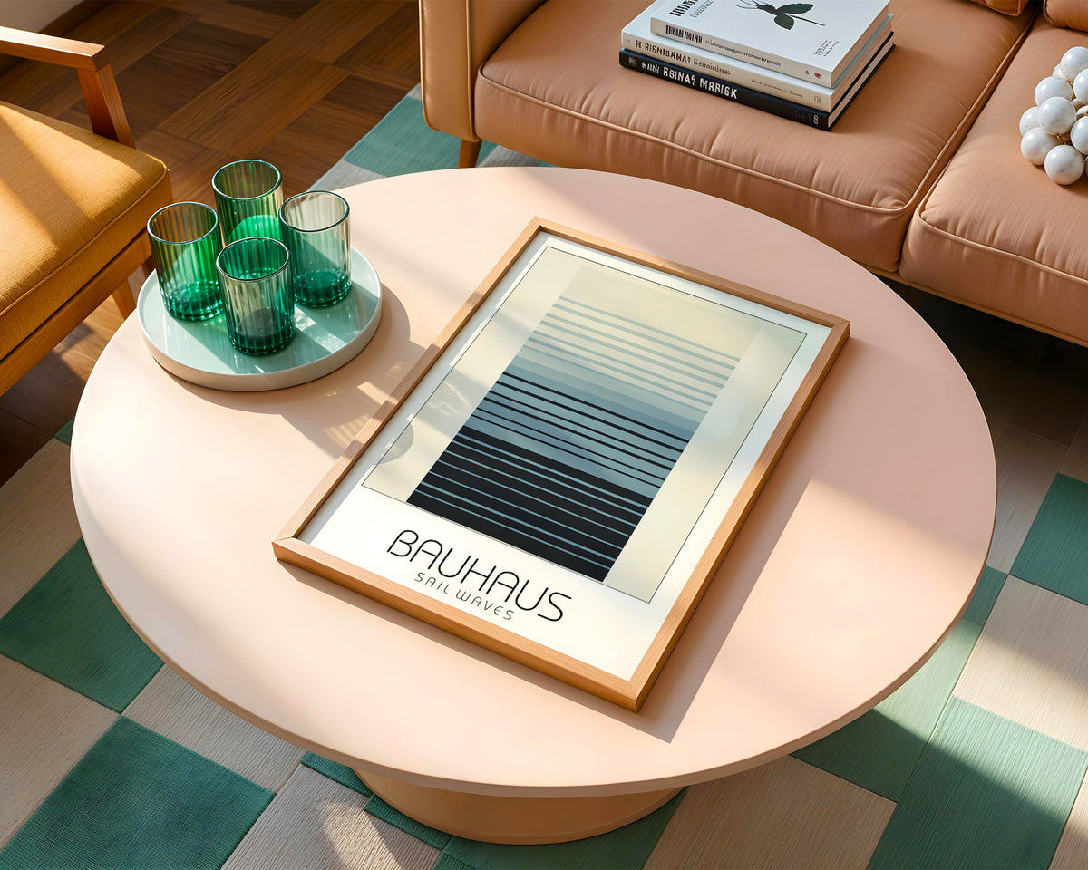 Sail Waves Bauhaus Poster – Minimalist Striped Ocean - Inspired Art - Just Great Posters