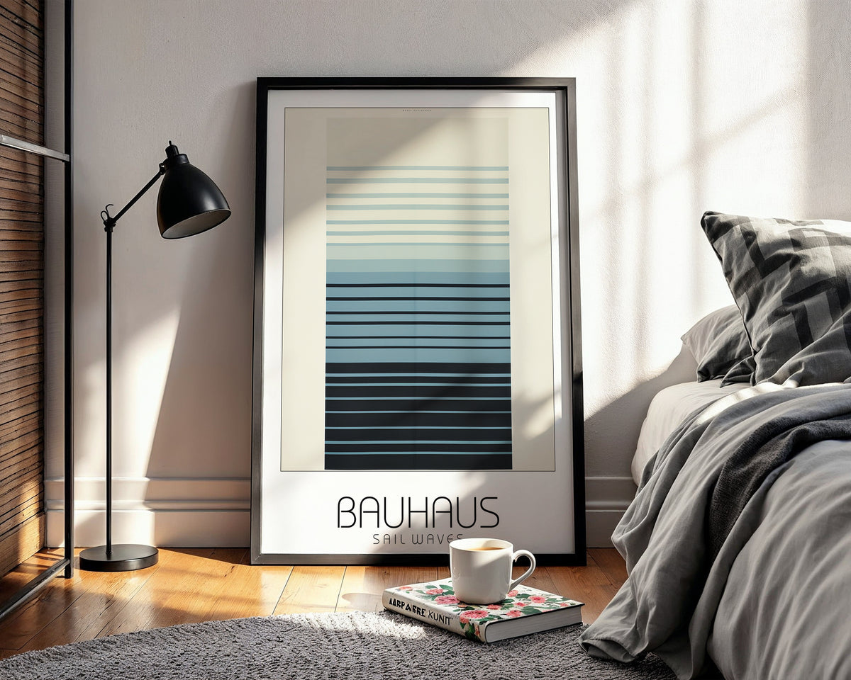 Sail Waves Bauhaus Poster – Minimalist Striped Ocean - Inspired Art - Just Great Posters