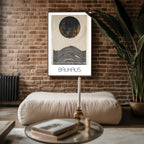 Solar Wave Bauhaus Poster – Textured Abstract with Circle & Lines - Just Great Posters