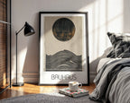 Solar Wave Bauhaus Poster – Textured Abstract with Circle & Lines - Just Great Posters
