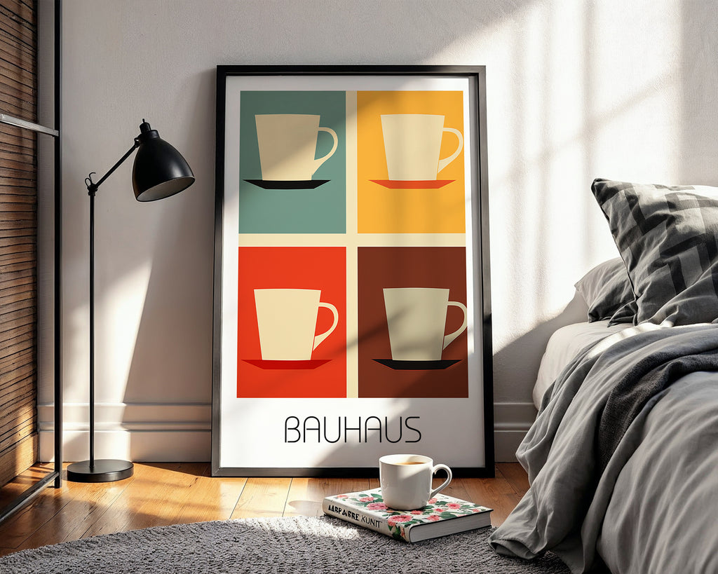 Modern Mugs Bauhaus Poster – Minimalist Coffee Cup Wall Art - Just Great Posters