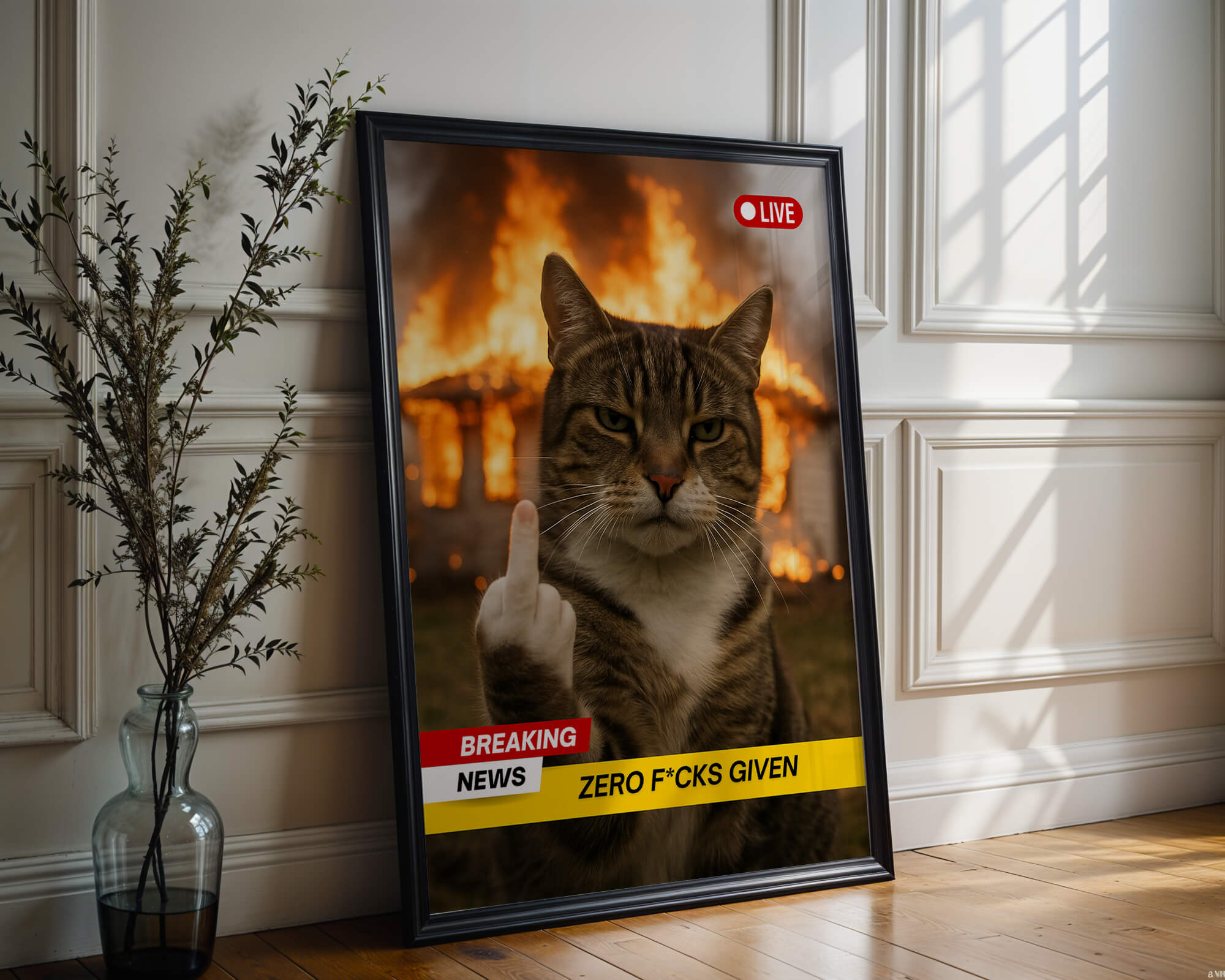 Zero F*cks Given Cat Meme Poster - Just Great Posters