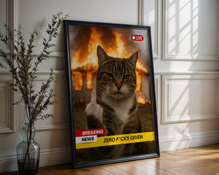 Zero F*cks Given Cat Meme Poster - Just Great Posters