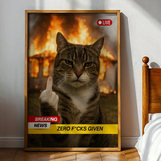 Zero F*cks Given Cat Meme Poster - Just Great Posters