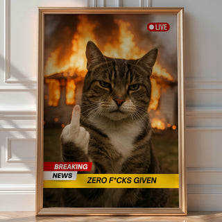 Zero F*cks Given Cat Meme Poster - Just Great Posters