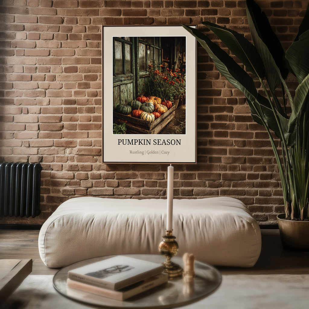 Pumpkin Season Poster – Rustic Farmhouse Autumn Wall Art - Just Great Posters
