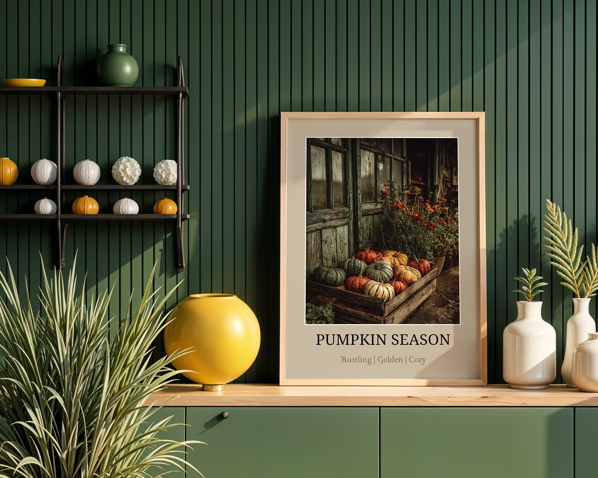 Pumpkin Season Poster – Rustic Farmhouse Autumn Wall Art - Just Great Posters