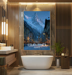 Chamonix France Poster – Winter Street Scene & Alpine Mountain Wall Art Print - Just Great Posters