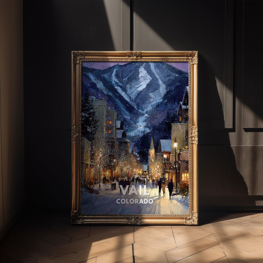Vail Colorado poster mockup shown on a gallery wall