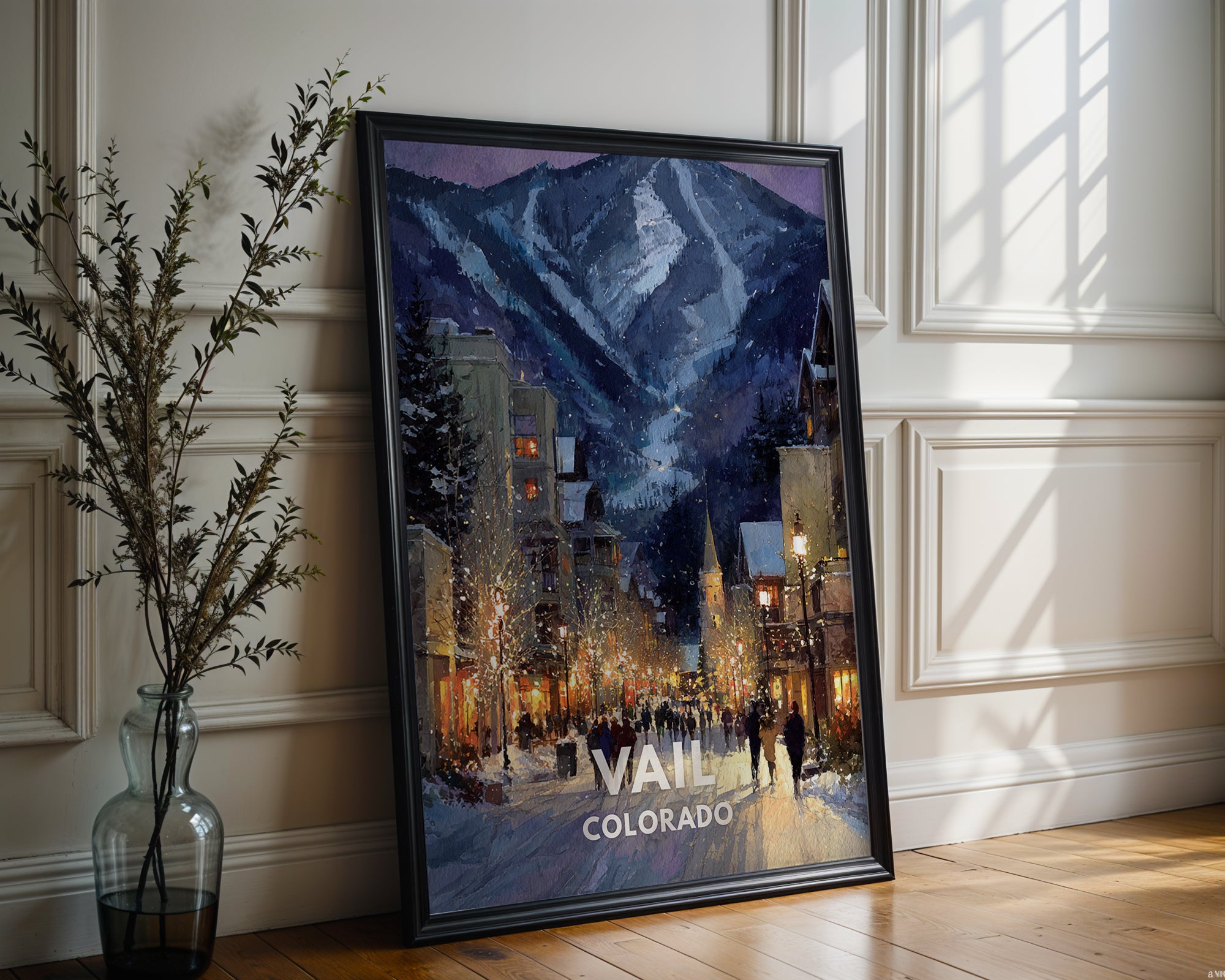 Vail Colorado poster shown in an alternative frame style