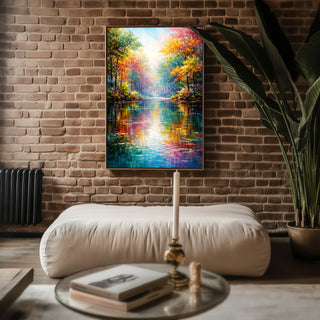 Autumn Forest Reflection Poster – Impressionist Fall Landscape Wall Art - Just Great Posters