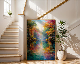 Autumn Forest Reflection Poster – Impressionist Fall Landscape Wall Art - Just Great Posters