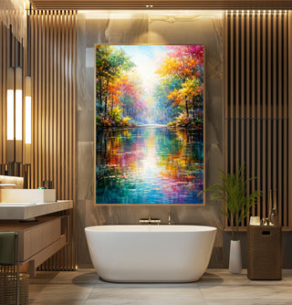 Autumn Forest Reflection Poster – Impressionist Fall Landscape Wall Art - Just Great Posters