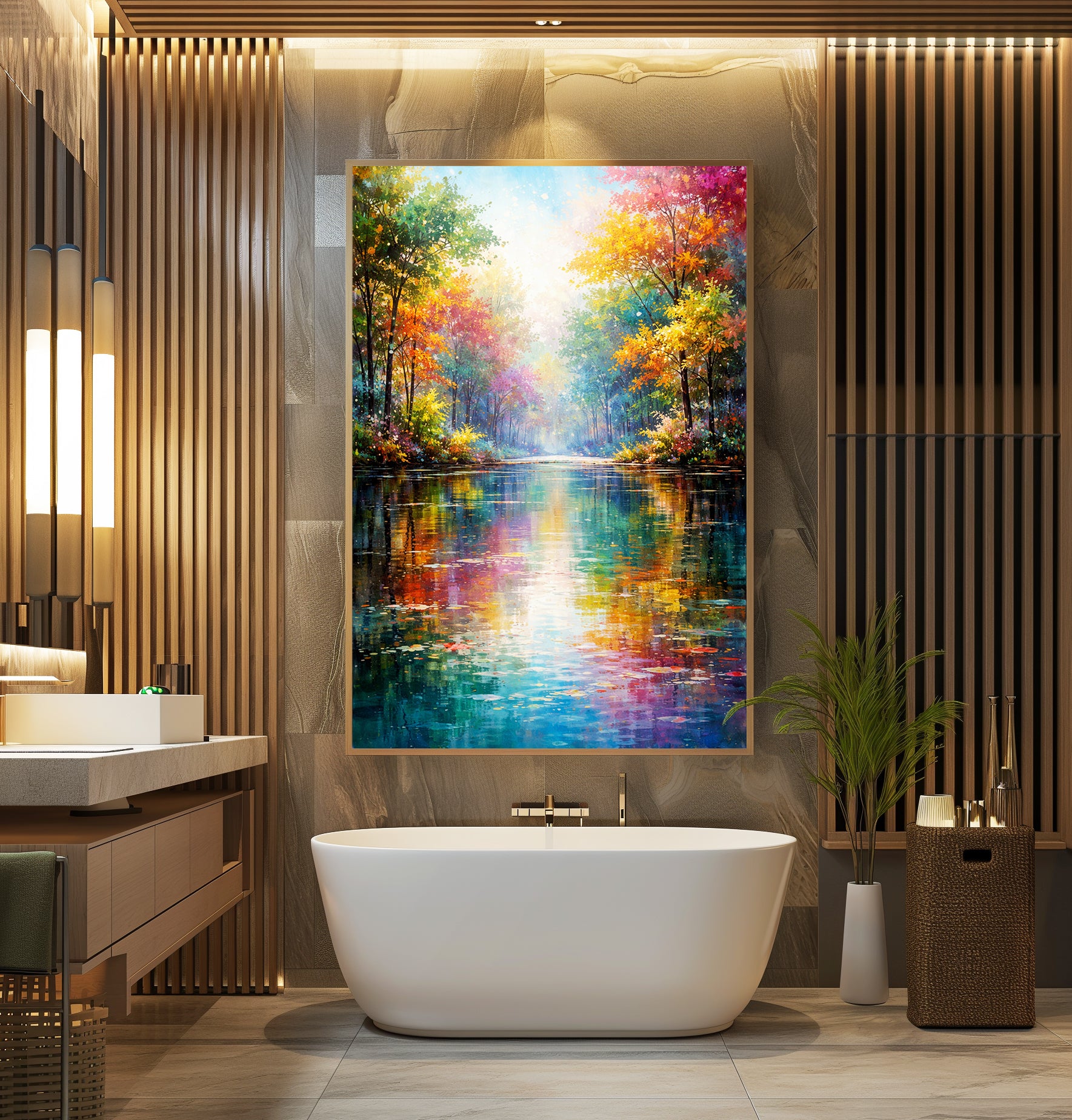 Autumn Forest Reflection poster shown from a different angle
