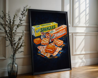 Retro Spangles Poster – Fizzy 70s Sweet Wrapper Wall Art Print - Just Great Posters