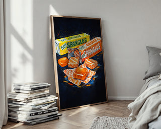 Retro Spangles Poster – Fizzy 70s Sweet Wrapper Wall Art Print - Just Great Posters