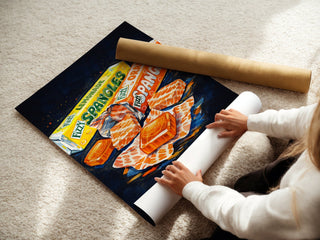 Retro Spangles Poster – Fizzy 70s Sweet Wrapper Wall Art Print - Just Great Posters