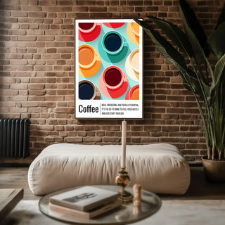 Colorful Retro Coffee Cups Wall Art – Kitchen & Café Poster for Coffee Lovers - Just Great Posters