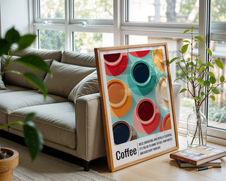Colorful Retro Coffee Cups Wall Art – Kitchen & Café Poster for Coffee Lovers - Just Great Posters