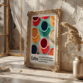 Colorful Retro Coffee Cups Wall Art – Kitchen & Café Poster for Coffee Lovers - Just Great Posters