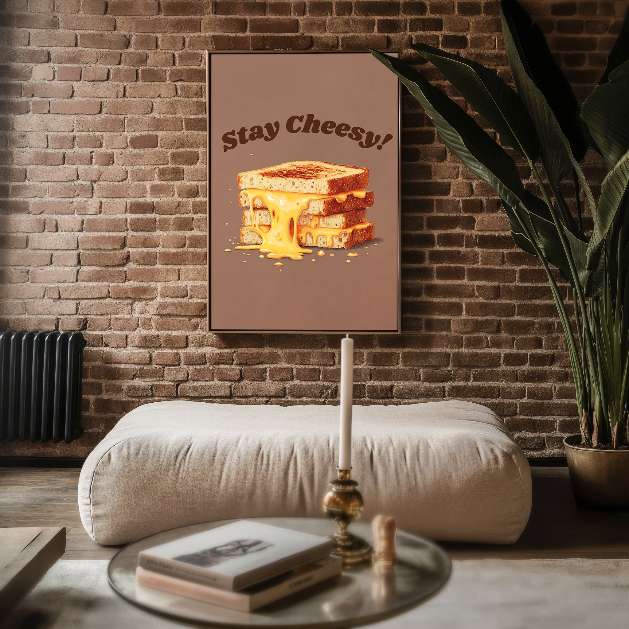 Stay Cheesy! Melty Grilled Cheese Wall Art Print - Just Great Posters