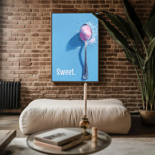 “Sweet.” Candy/Sugar Spoon Art Print – Minimal Typography Food Poster - Just Great Posters