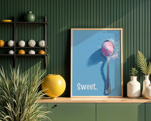 “Sweet.” Candy/Sugar Spoon Art Print – Minimal Typography Food Poster - Just Great Posters