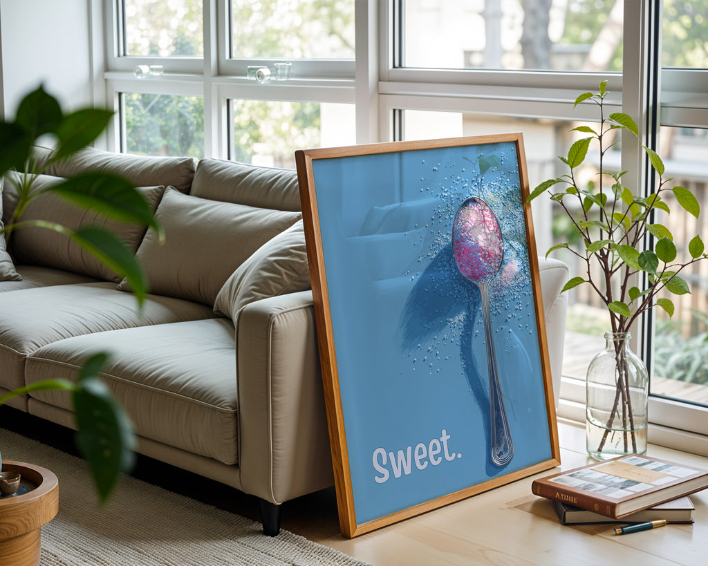 “Sweet.” Candy/Sugar Spoon Art Print – Minimal Typography Food Poster - Just Great Posters