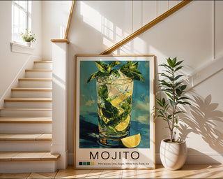 Minty Mojito Cocktail Art Print – Fresh Tropical Drink Wall Decor | 260gsm Free Shipping - Just Great Posters