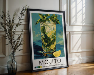 Minty Mojito Cocktail Art Print – Fresh Tropical Drink Wall Decor | 260gsm Free Shipping - Just Great Posters