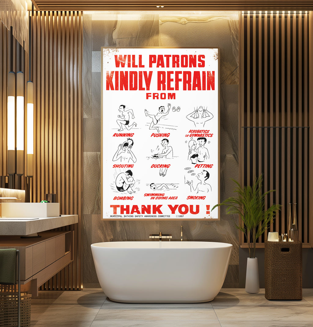 Retro Pool Rules Cartoon Poster - Just Great Posters