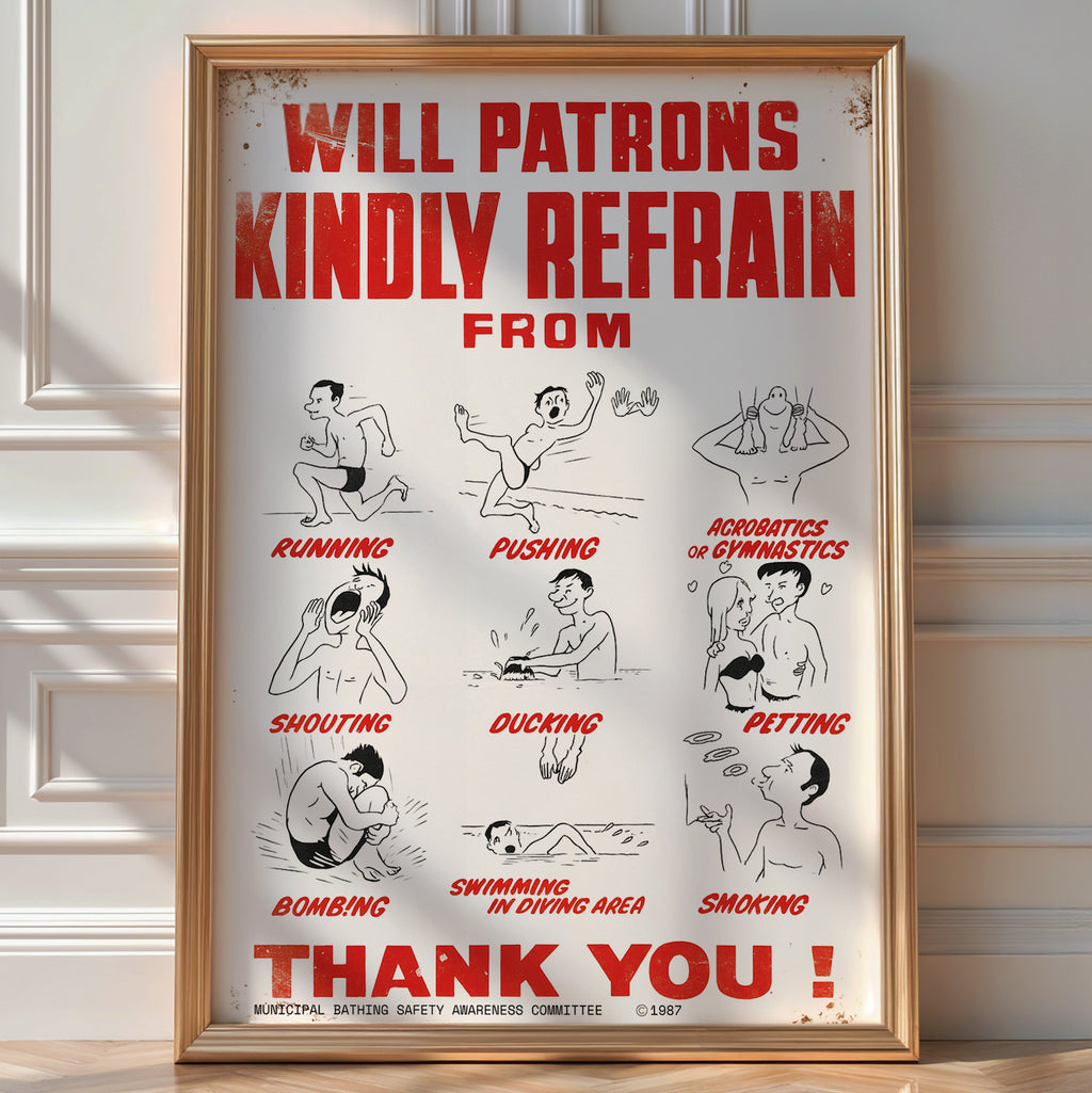 Retro Pool Rules Cartoon Poster - Just Great Posters