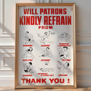 Retro Pool Rules Cartoon Poster - Just Great Posters