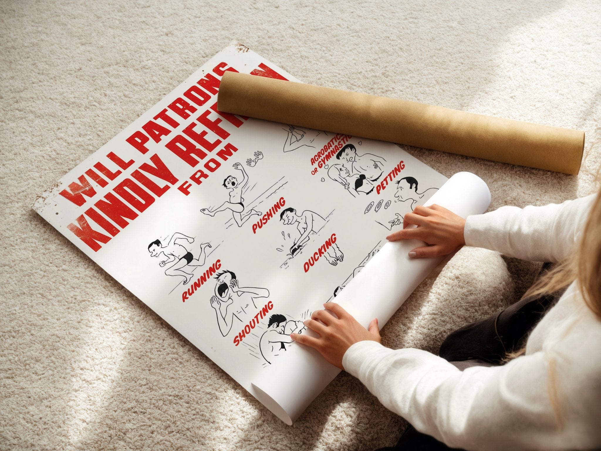 Retro Pool Rules Cartoon Poster - Just Great Posters