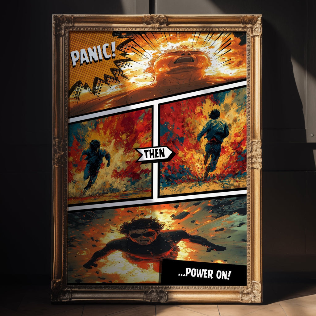 Panic Then Power On Poster - Just Great Posters