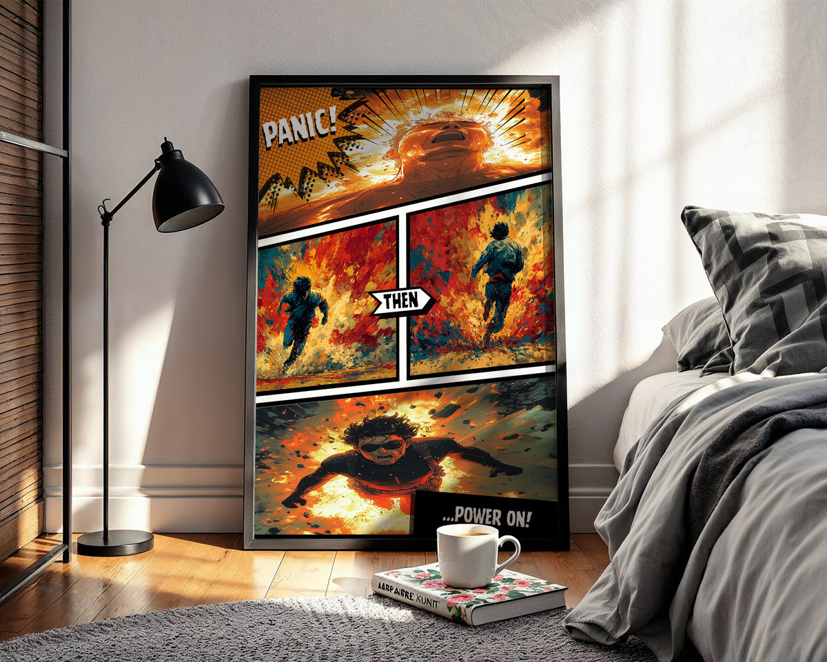 Panic Then Power On Poster - Just Great Posters