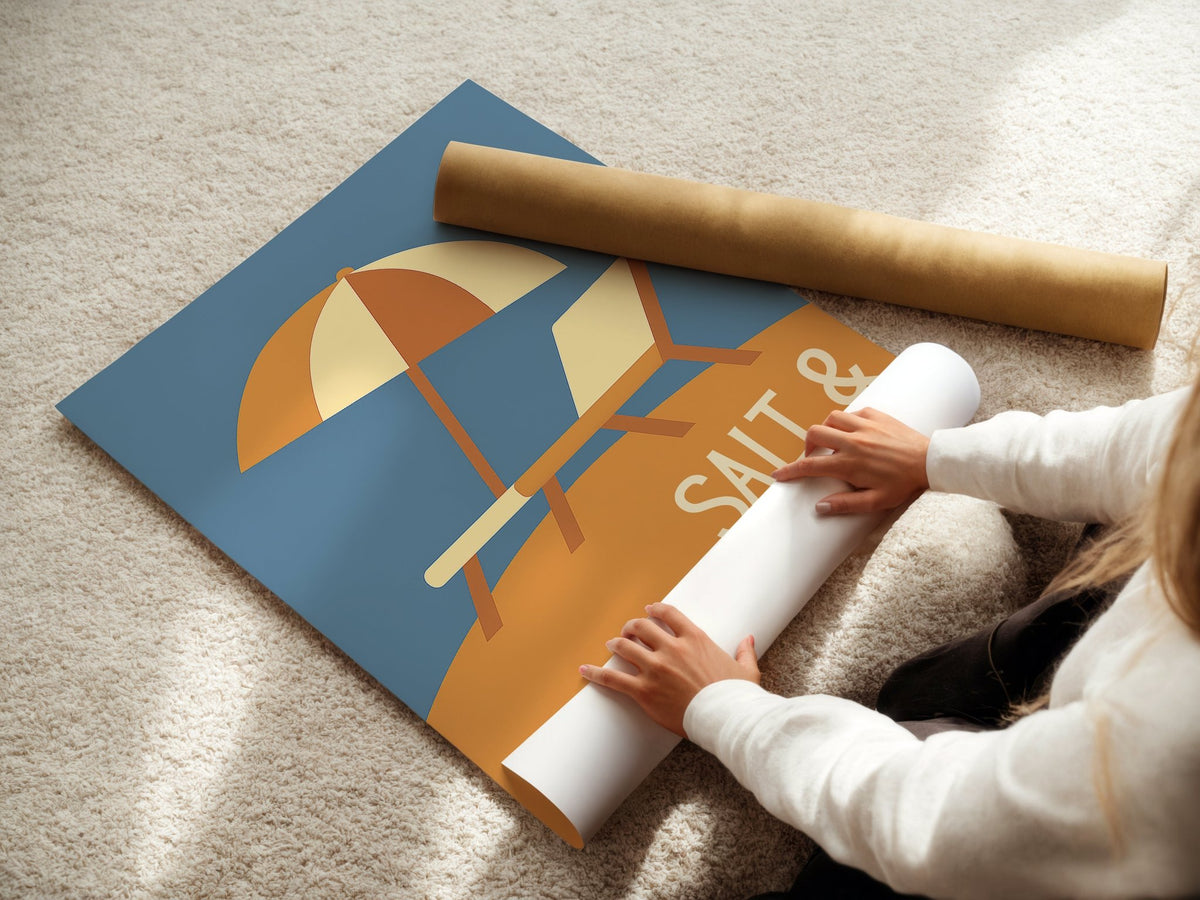 Salt & Sand – Beach Chair Art Print - Just Great Posters