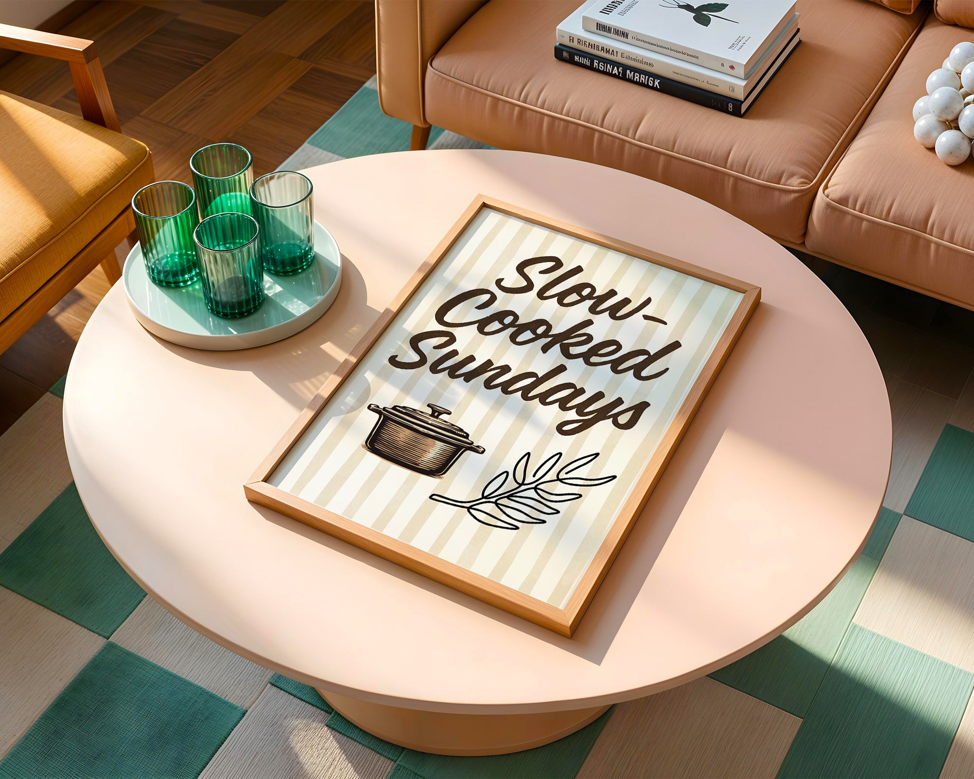 Slow Cooked Sundays Kitchen Poster, Cozy Comfort Food Wall Art - Just Great Posters