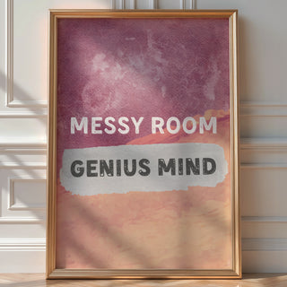 Messy Room Genius Mind Poster, Funny Smart Wall Art for Students & Creatives - Just Great Posters