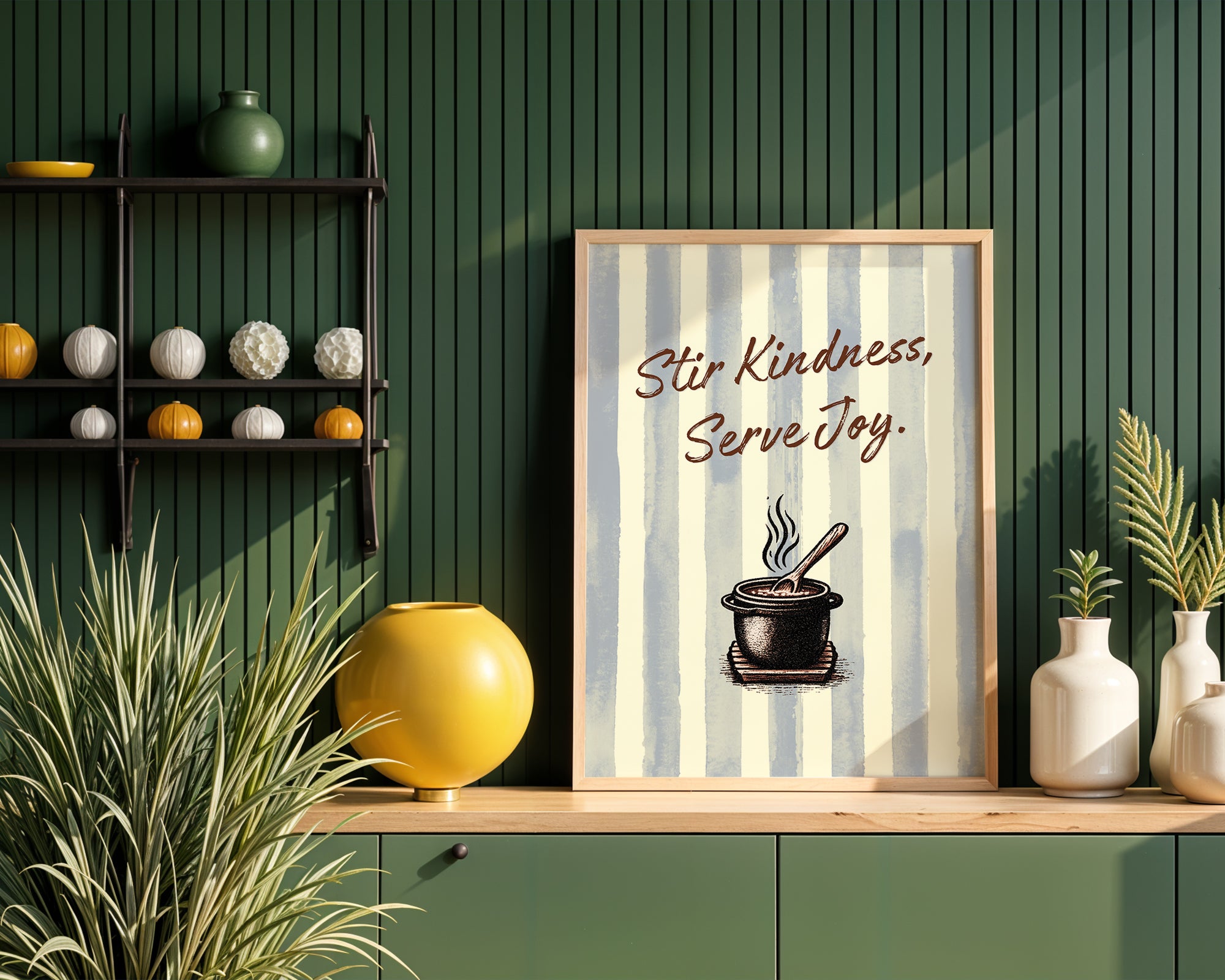 Stir Kindness Serve Joy Poster, Wholesome Cooking Quote Wall Art - Just Great Posters